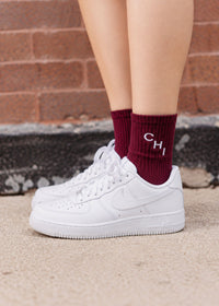 Chi Short Crew Sock - Burgundy