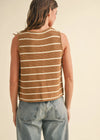 Ivy Striped Knit Tie-Front Vest - Mocha & White
