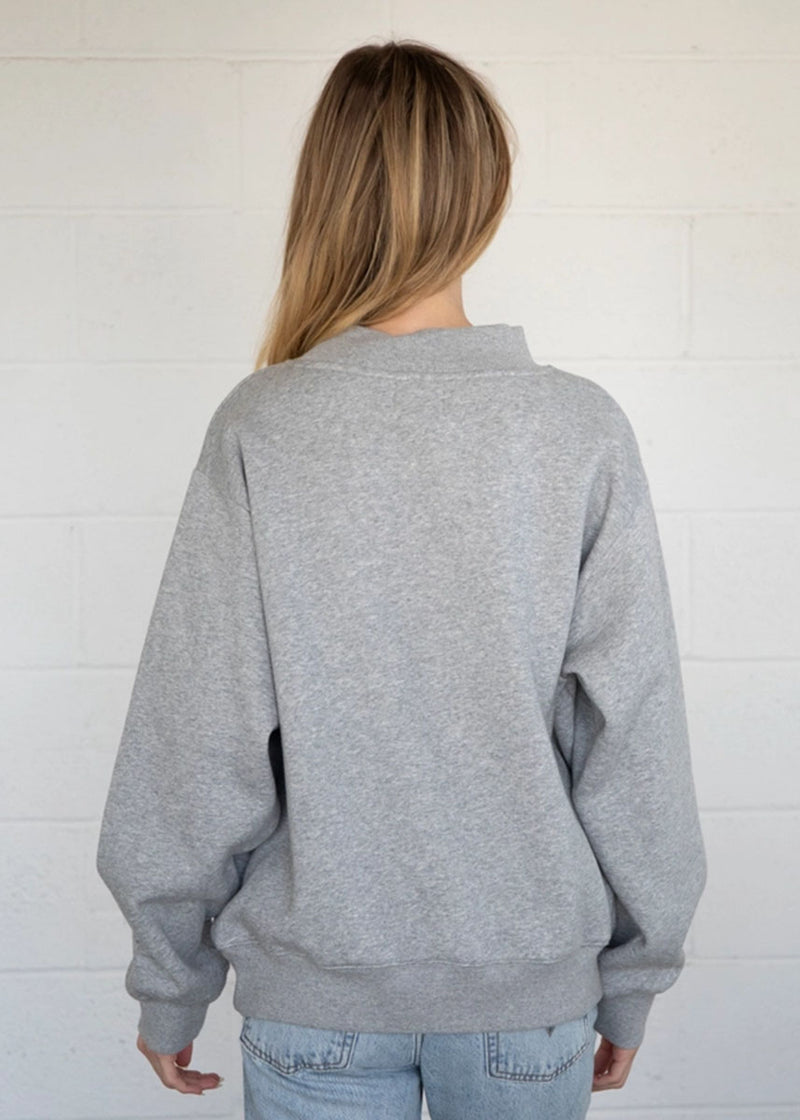 Marjorie Fleece Wide Neck Sweatshirt - Heather Grey