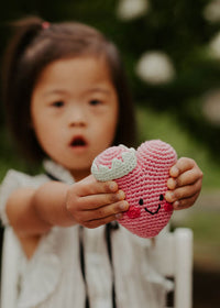 Plush Heart Rattle - Pink