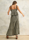 Helen Gingham Tiered Skirt - Black