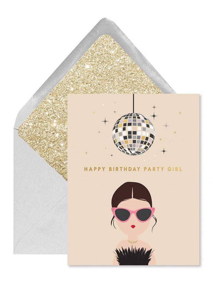 Disco Party Girl Birthday Card