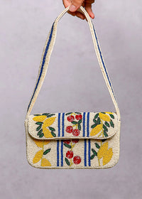 Summer Beaded Fruit Shoulder Bag - Ivory Multi