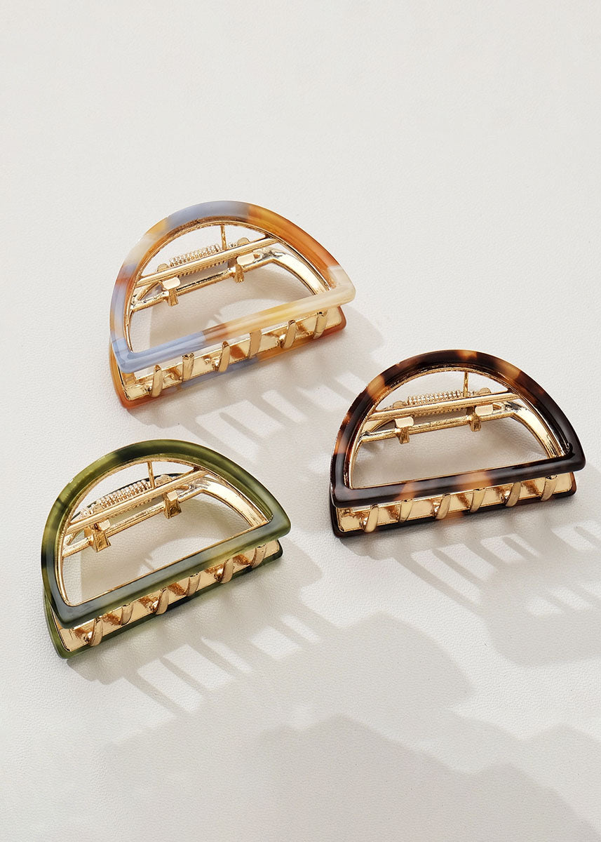Rosalie Half Moon Claw Clip - Deep Tortoise
