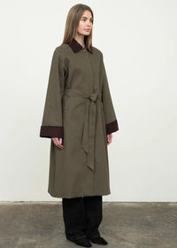 Dylan Corduroy Trench Coat - Olive