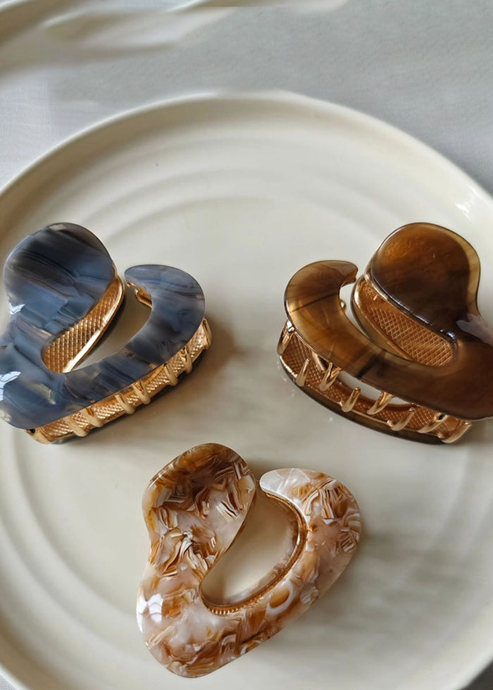 French Marbled Hair Claw Clip - Light Brown