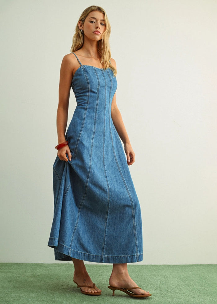 Nina Midi Dress - Washed Denim
