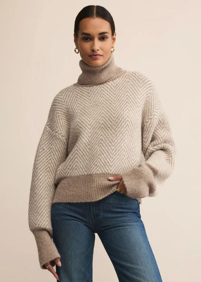 Balkan Funnel Neck Sweater - Smoked Heather