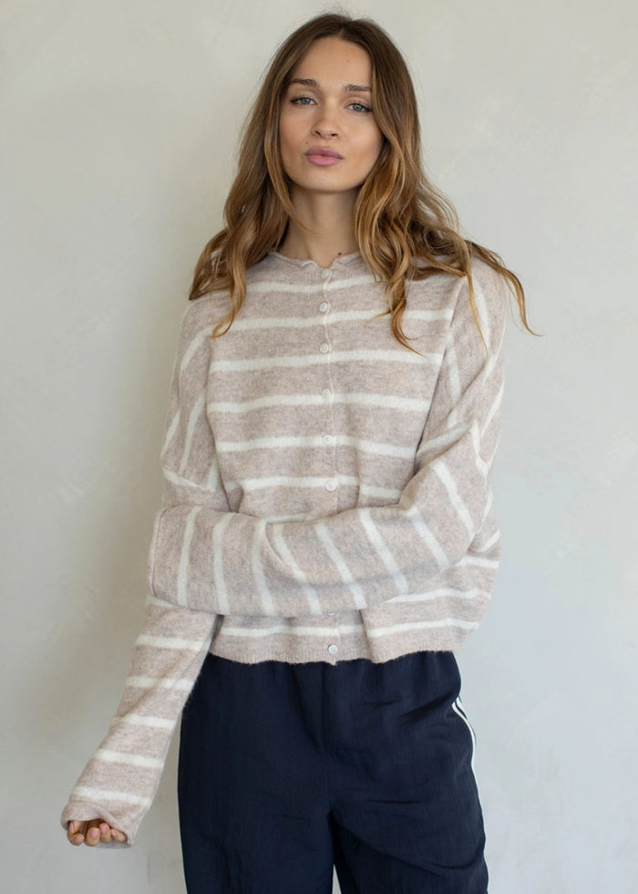 Piper Cabana Striped Cardigan - Beige