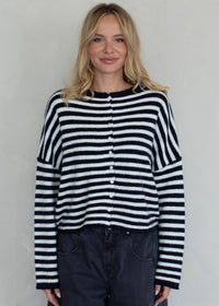 Piper Striped Cardigan - Ivory & Navy
