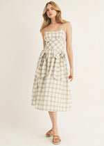 Suzanne Plaid Bows Midi Dress - White Multi