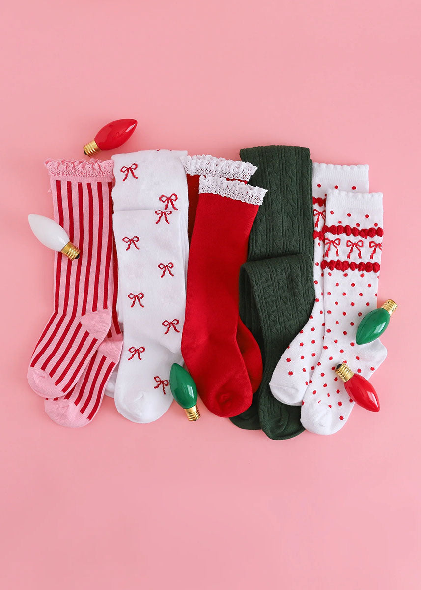 Candy Stripe Lace Top Knee High Socks