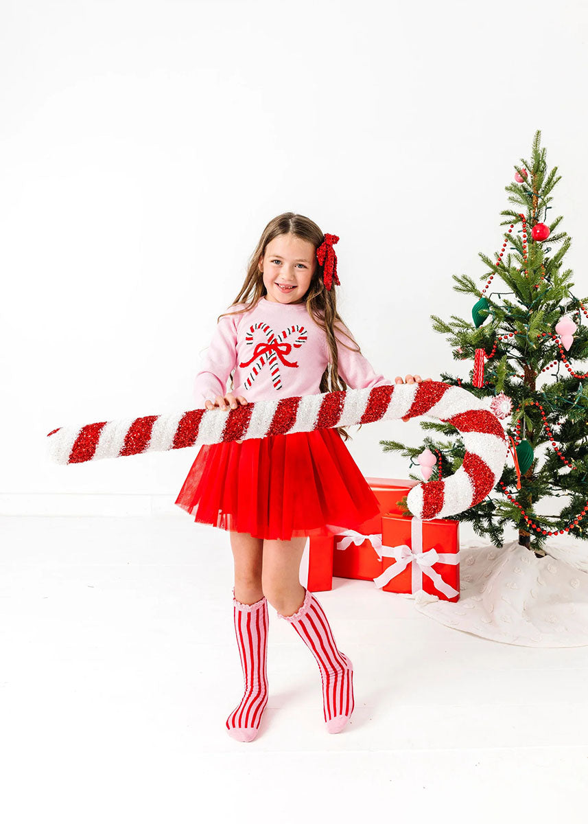 Candy Stripe Lace Top Knee High Socks