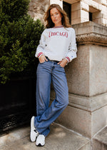 Chicago Champion Striped Rib Crewneck - Cardinal