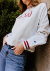 Chicago Champion Striped Rib Crewneck - Cardinal