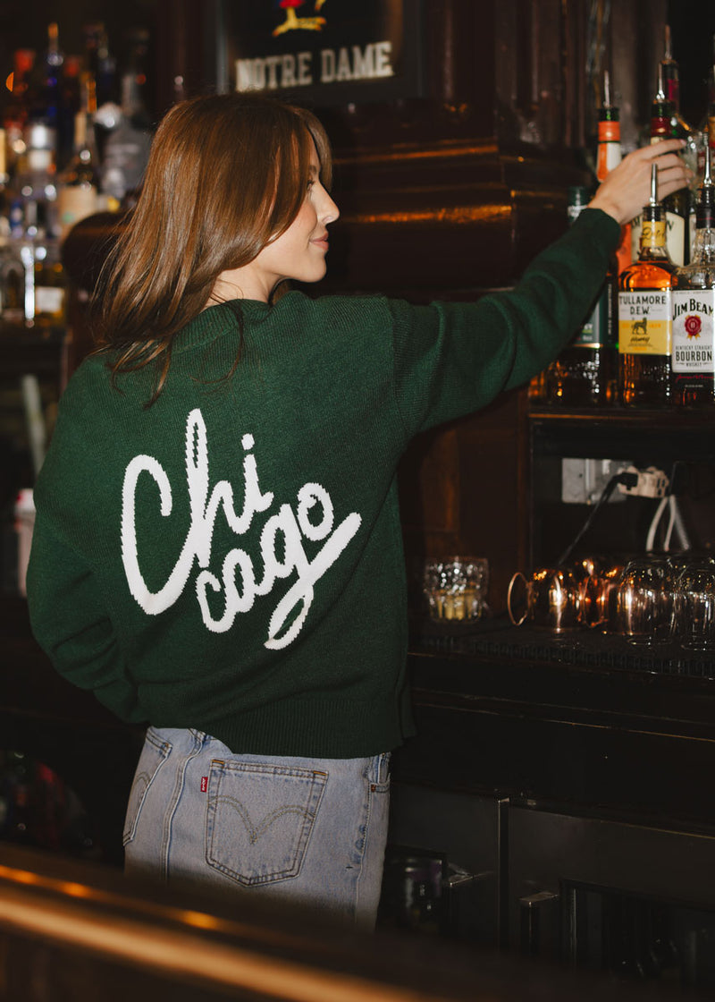 Chicago Script Cardigan - Green