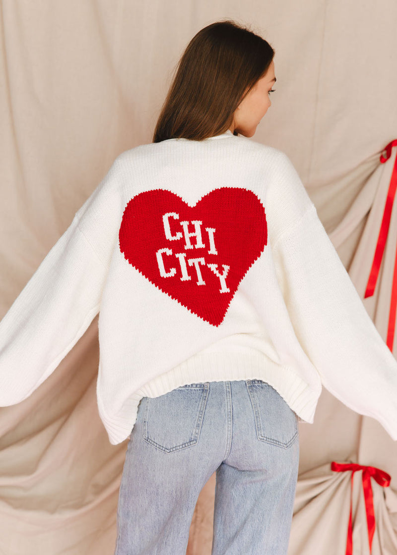 Chicago Heart Cardigan - Cream