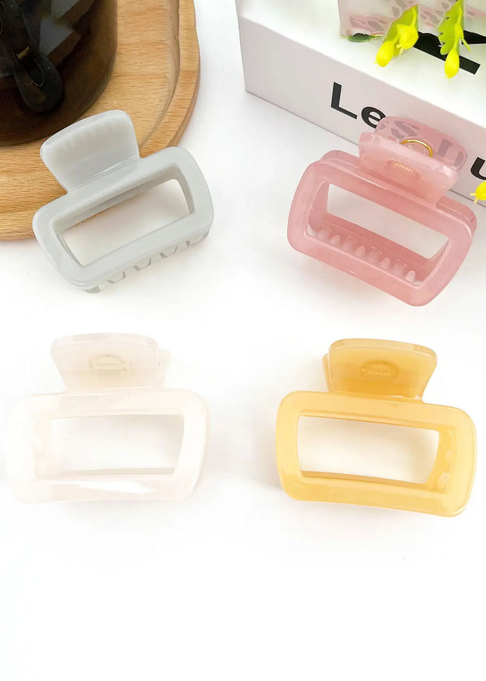 Mini Square Jelly Claw Clip - Pink
