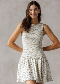 Lady Floral Bubble Mini Dress - Ivory & Black