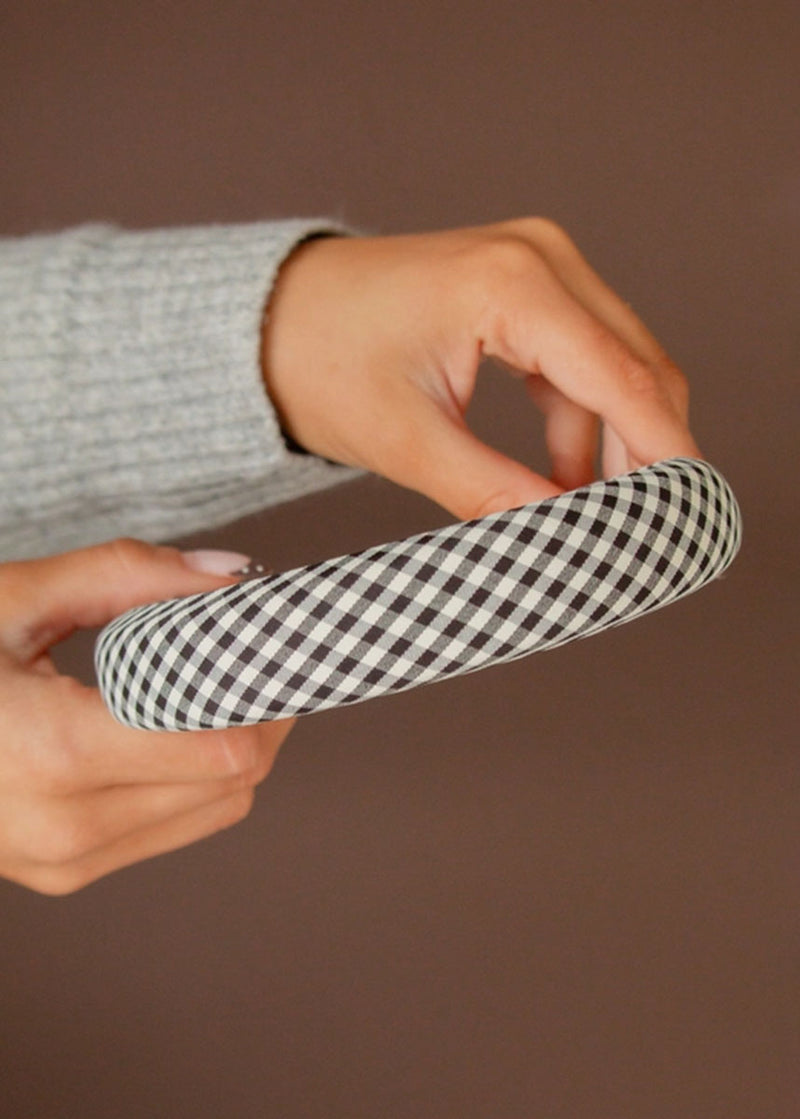 White & Black Checked Headband