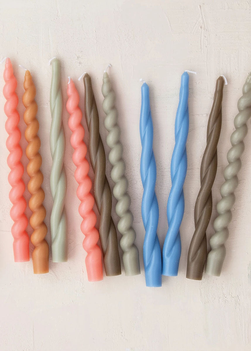 Twisted Taper Candles - Olive