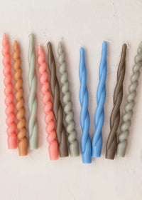 Twisted Taper Candles - Olive