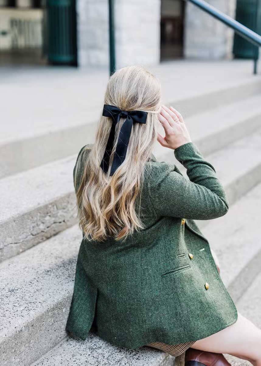 Florence Medium Matte Satin Bow - Black