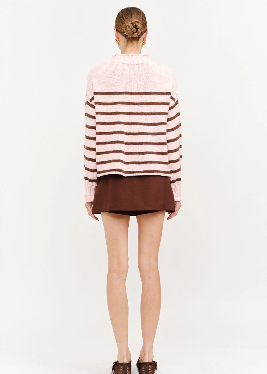 Skylar Striped Sweater - Dusty Rose