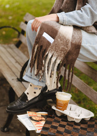 MAD HTR Oversized Blanket Scarf - Espresso & Cream Plaid