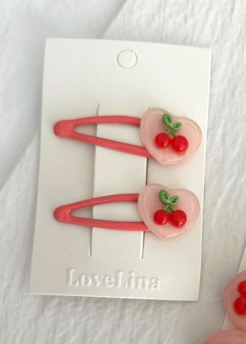 Playful Cherry Heart Slide Clips