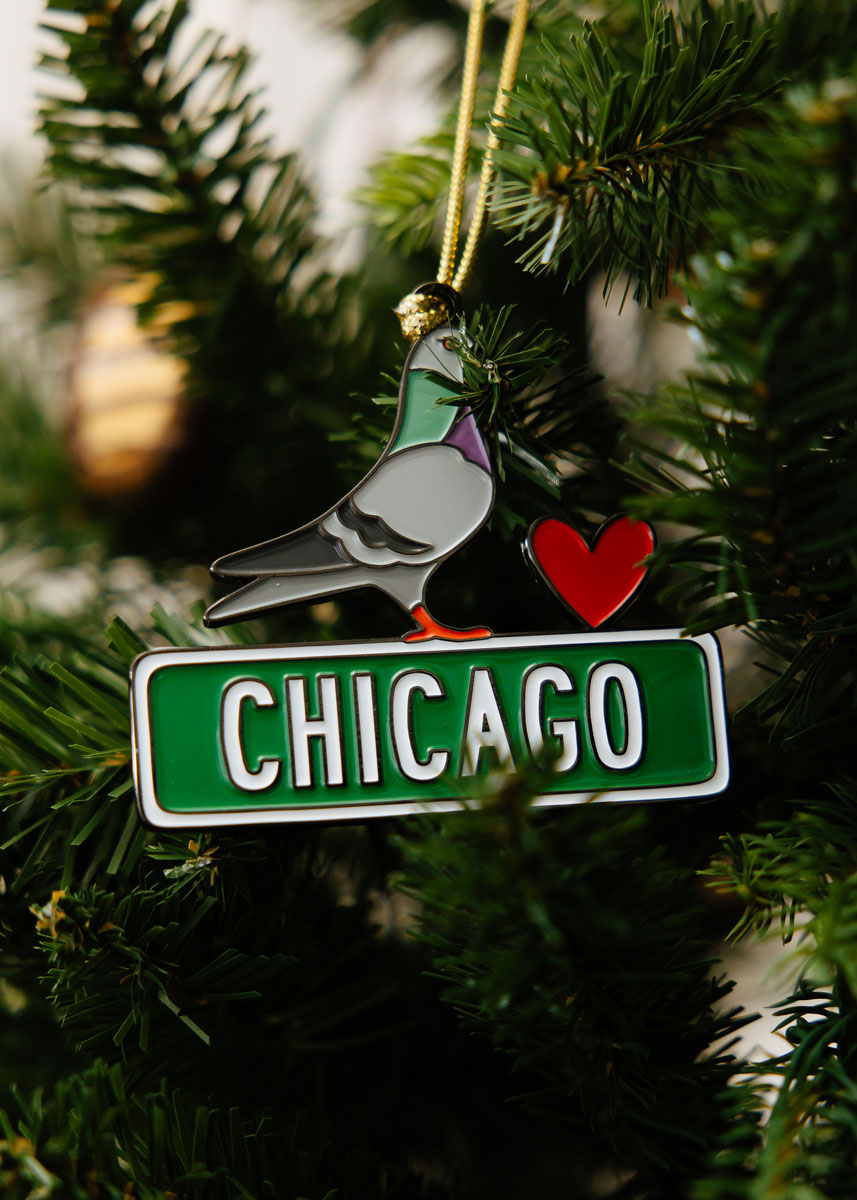 Chicago Pigeon Enamel Ornament