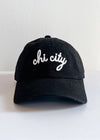 Chi City Cursive Dad Hat - Black