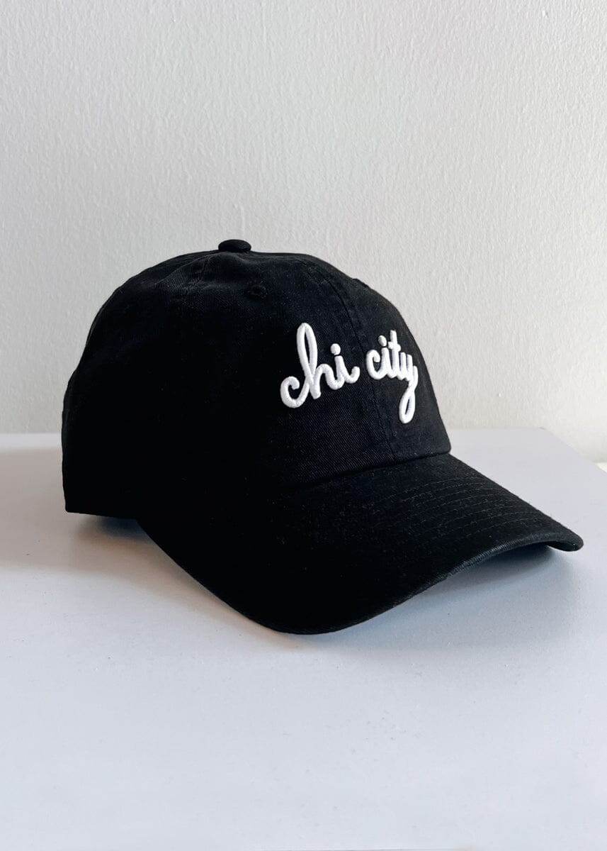 Chi City Cursive Dad Hat - Black