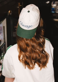 Chicago Script Baseball Cap - Ivory & Dark Green