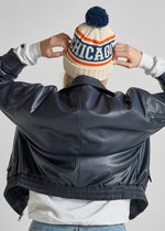 Adult Mad Hatter Chicago Varsity Beanie - Navy & Orange