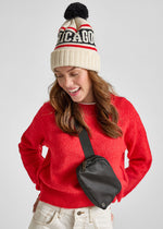 Adult Mad Hatter Chicago Varsity Beanie - Black & Red