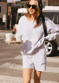Chicago Boucle V-Neck Sweatshirt - Heather Grey