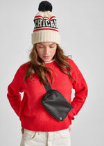 Adult Mad Hatter Chicago Varsity Beanie - Black & Red