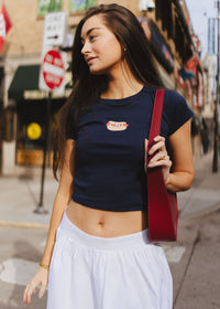 Hot Dog Icon Baby Tee - Navy