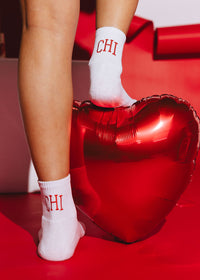 Chi Embroidered Crew Sock - Red