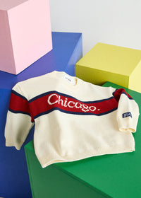 Chicago. Mini Varsity Sweater - Ivory