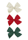 Large Satin Bow Clips (3 Pack) - Ruby