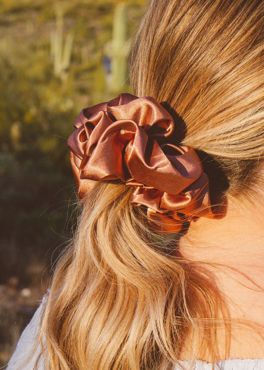 Jumbo Satin Scrunchie - Clay