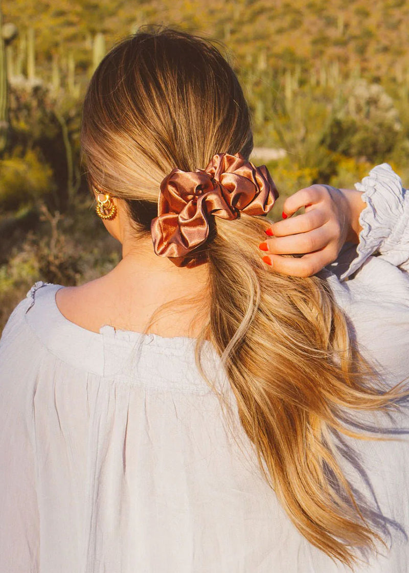 Jumbo Satin Scrunchie - Clay