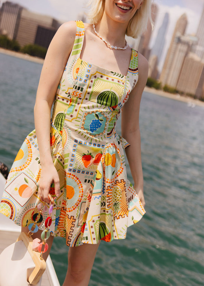 Clementine Corset Mini Dress - Orange Multi