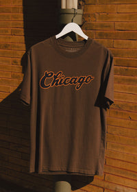 Chicago Script Unisex Tee - Washed Cocoa