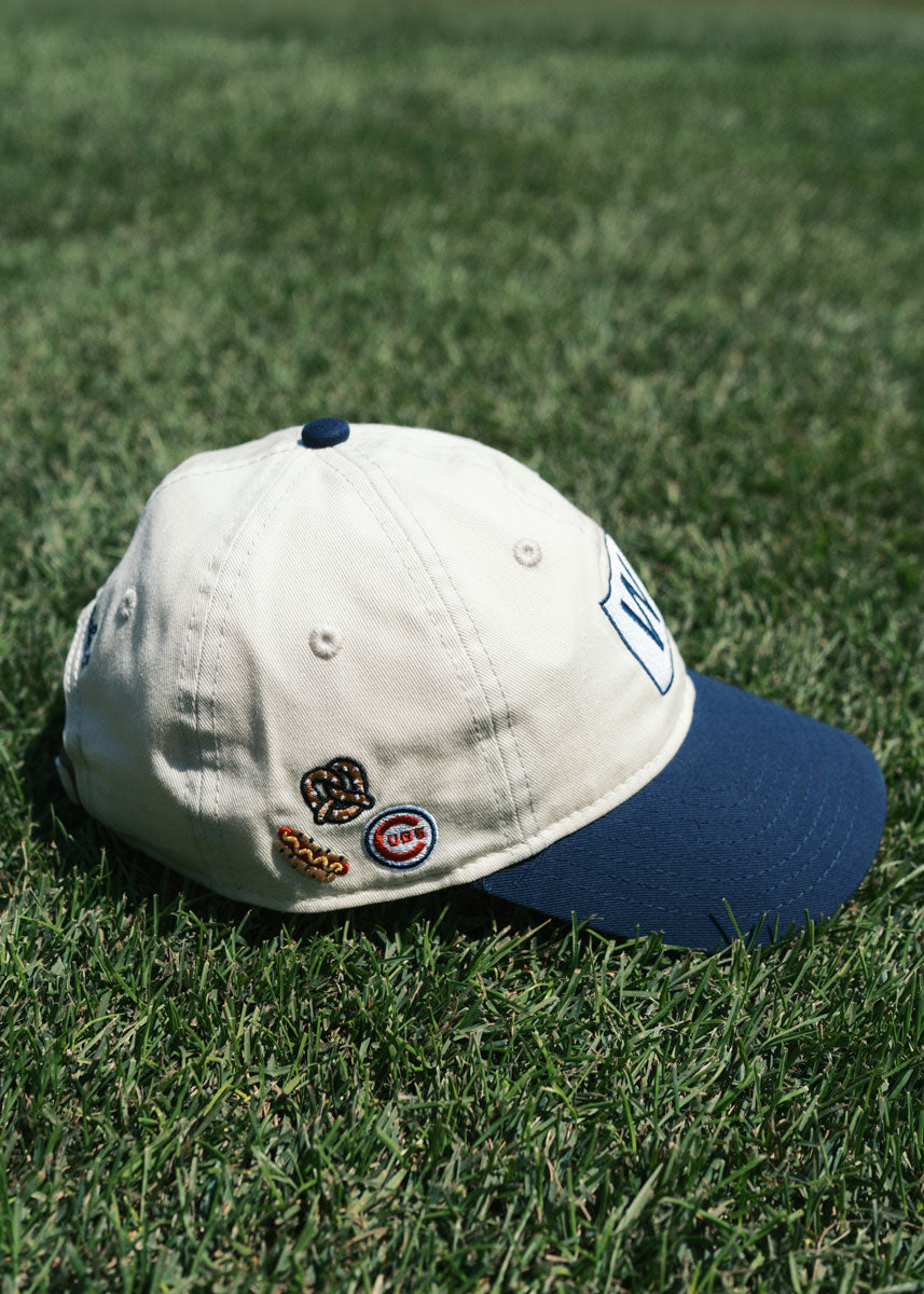 Toddler Cubs Baseball W Flag Dad Hat - Ivory & Navy