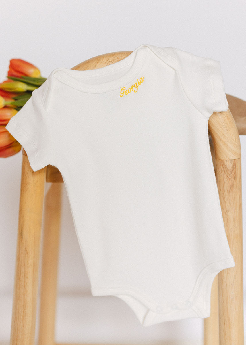 Custom Embroidered Onesie  - White