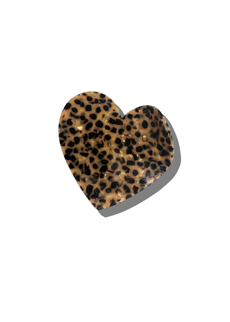 Heart Claw Hair Clip - Leopard