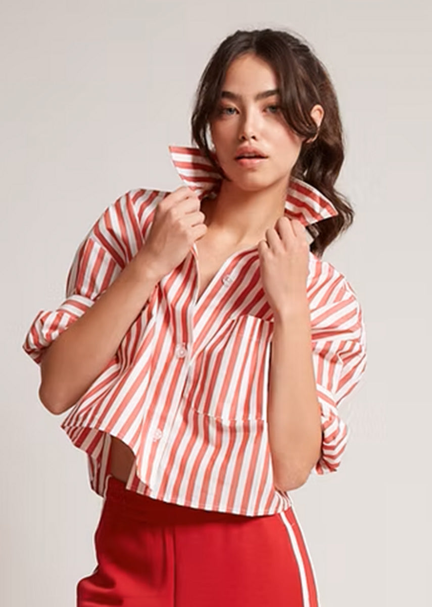 Kerwin Crop Long Sleeve Shirt - Summer Red